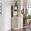 Armoire de rangement de bar 67,9 po de hauteur avec support à vin rotatif, sable blanc