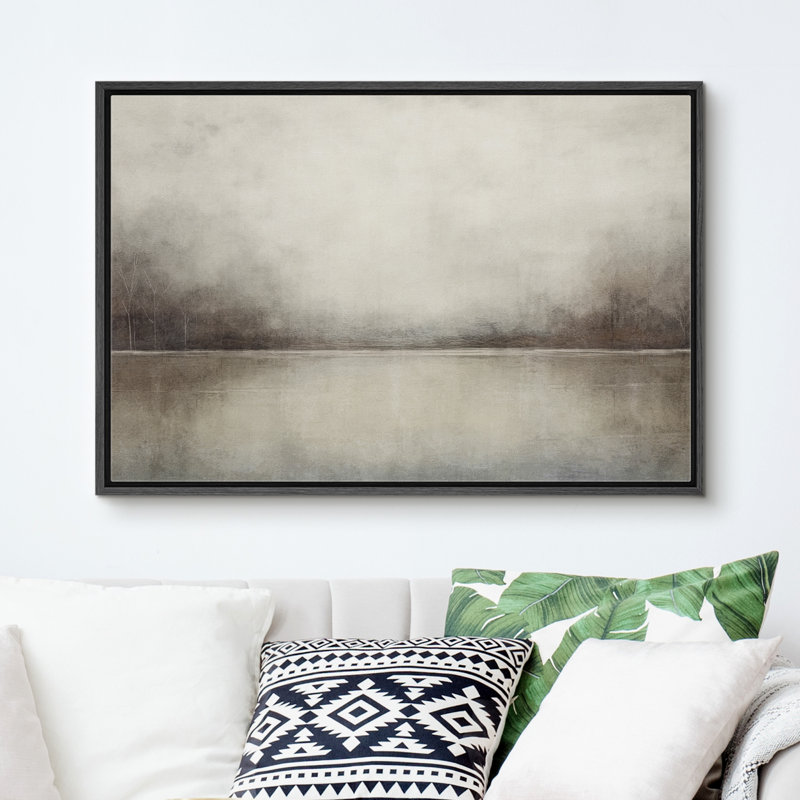 «Abstract Forest Lake Landscape Wilderness Impressionism Traditional Scenic» sur toile, H 24 po x l 36 po, Noir