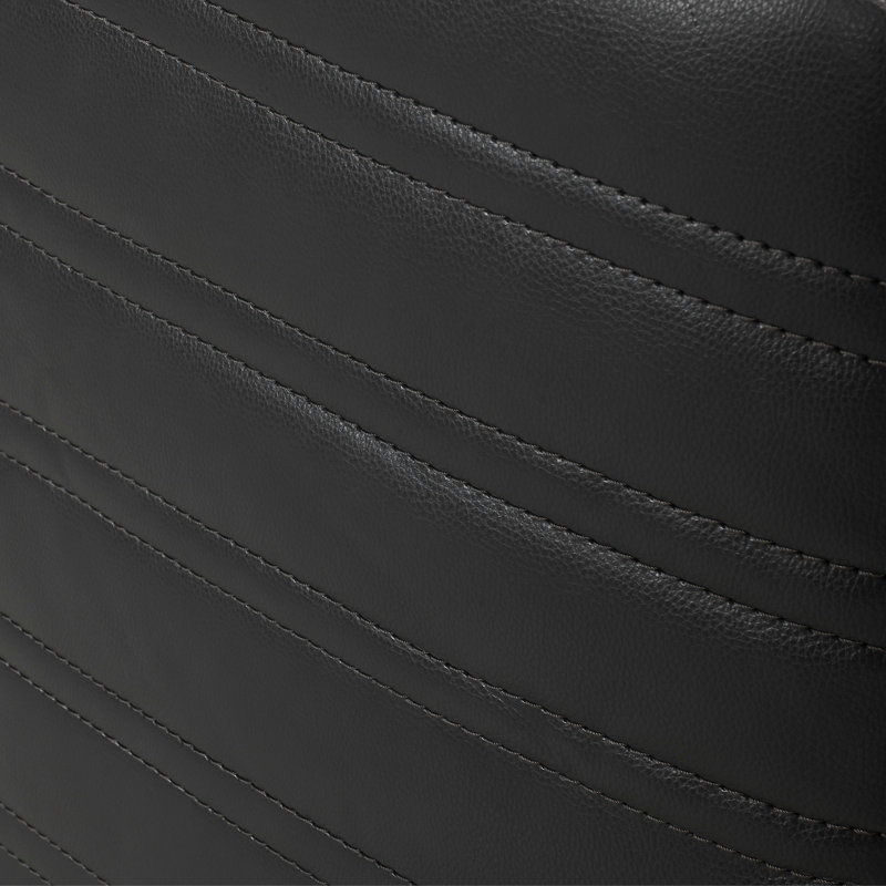 Batsheva Upholstered Swivel Barrel Chair, Black Genuine Leather