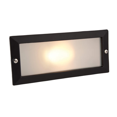Bricklight Matte Black 10cm H Frosted Glass Outdoor Flush Mount