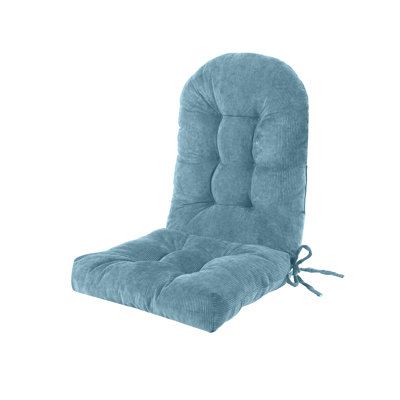 Indoor Rocking Chair Cushion with Non-Slip Base, Secure Straps, and Elastic Ties 44"x19"x4" Blue