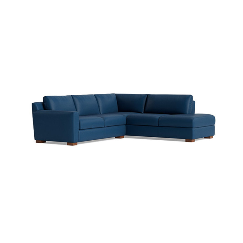 Catalina Sectional, Leather - Deep Blue, Right Hand Facing