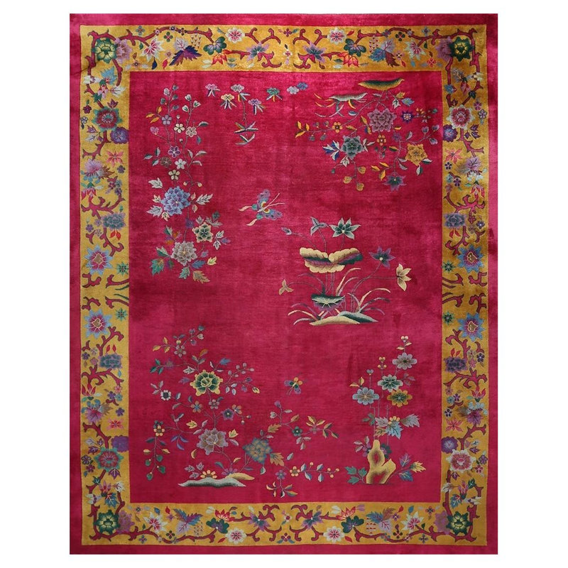 Tapis art déco noué de style floral des années 1920