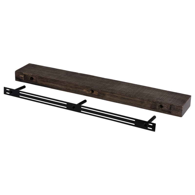 24" Dark Chocolate Solid Wood Floating Mantel Shelf