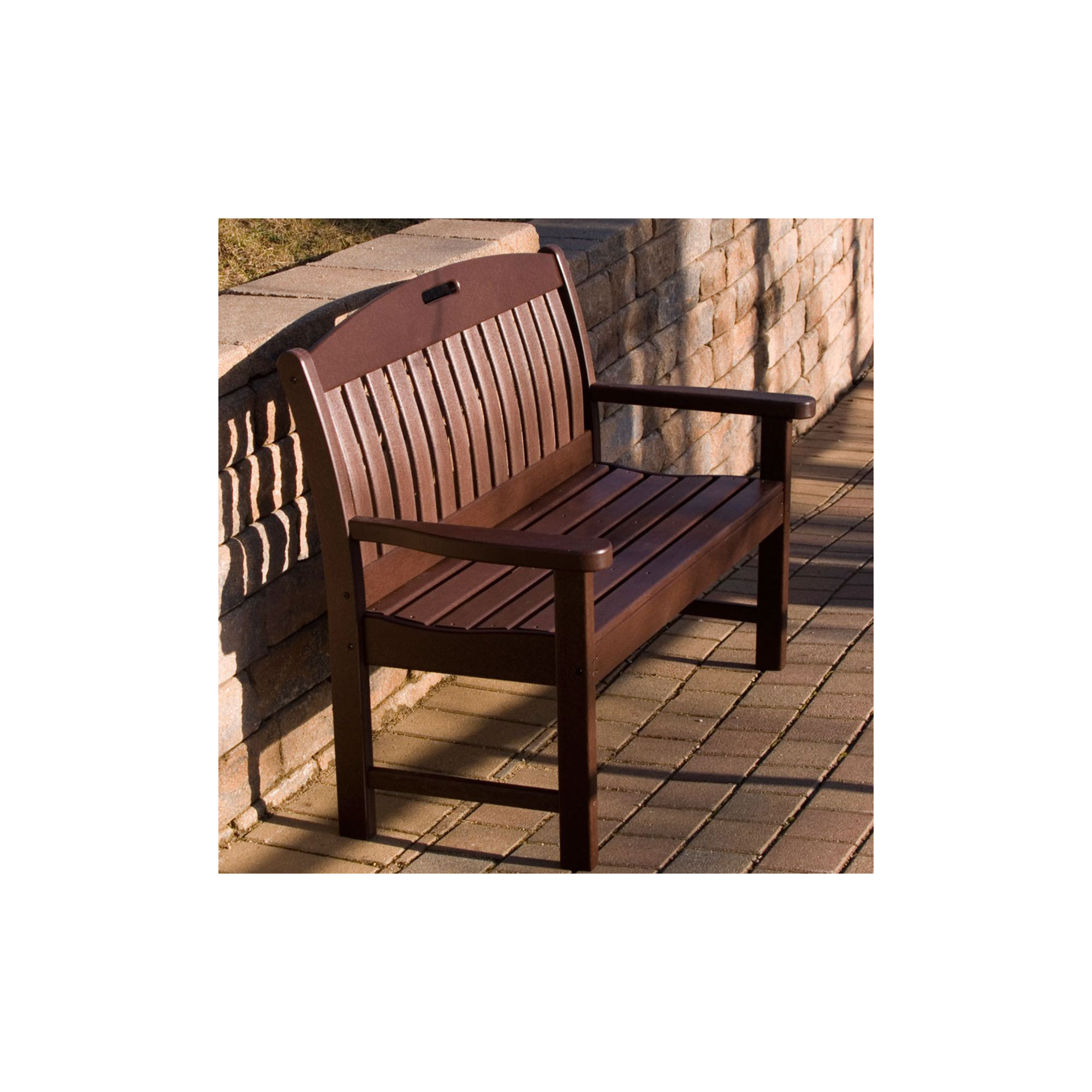 POLYWOOD Nautical Bench, Mahogany, 37.5" H x 51.75" W x 25" D