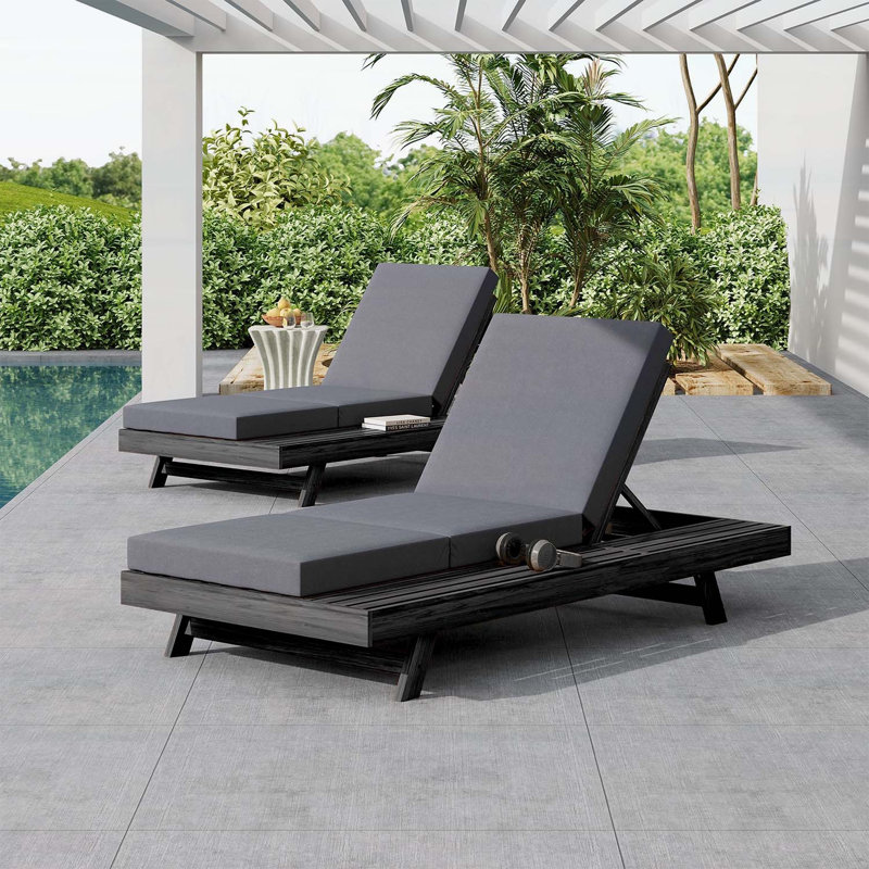 Chaise longue de détente avec dossier réglable, coussin pliable triple pour une détente en plein air, Noir