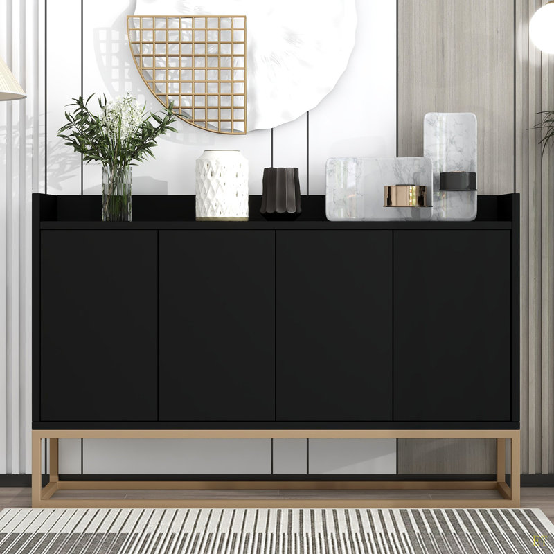 Modern Sideboard Elegant Buffet Cabinet With Large Storage Space For Dining Room, Entryway, Black