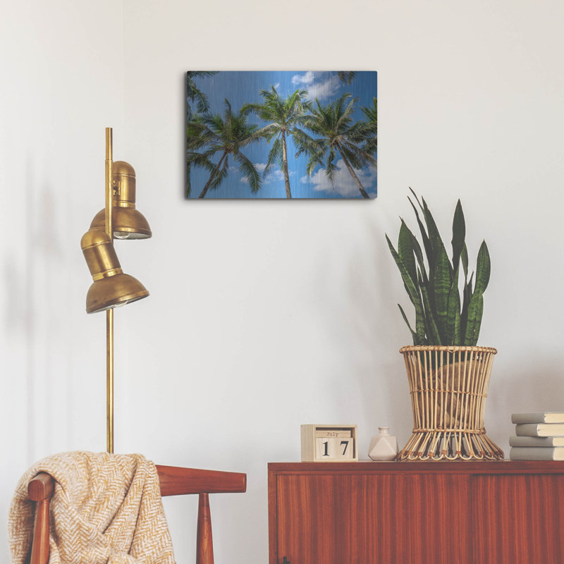 «Palawan Palm Trees I» par Richard Silver, art mural en métal, H 16 po x l 24 po