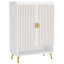 Armoire à chaussures 29,6 po en bois blanc et or avec portes, range-chaussures à 7 niveaux