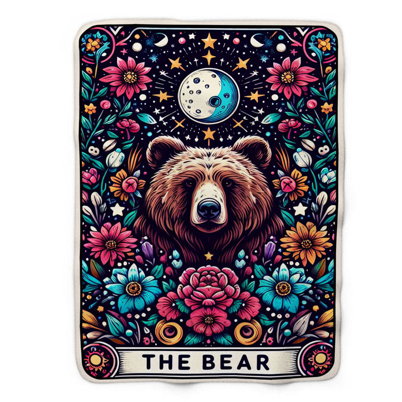 The Bear Tarot Card - 1 jeté de qualité supérieure Sherpa, L 50 po x L 60 po