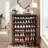 24 Pair Walnut Shoe Storage Cabinet with Louvered Doors-2014249812