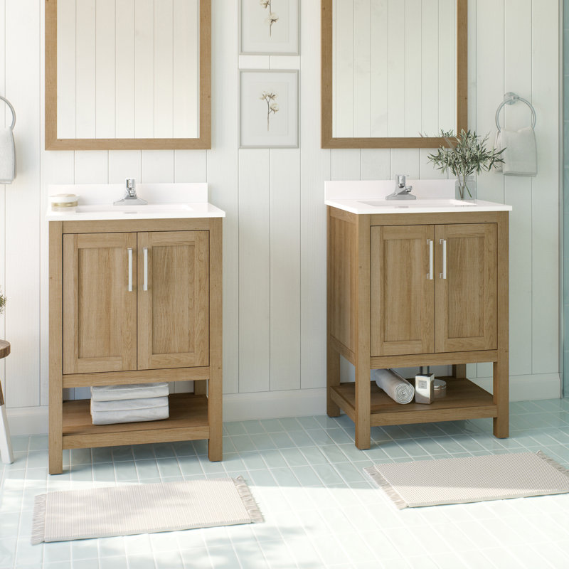 Vegas 24" Single Bathroom Vanity Set, White Oak