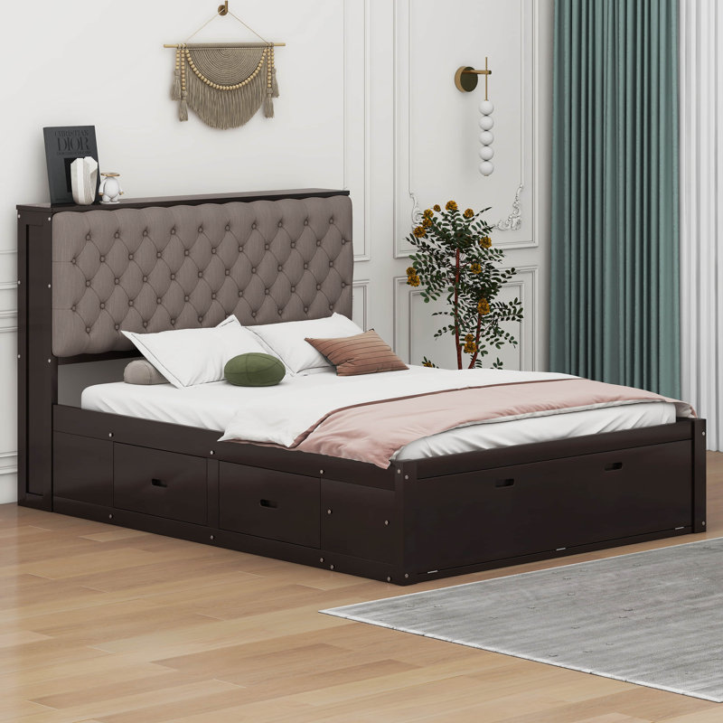 Lit plateforme avec rangement Hampstead, Espresso