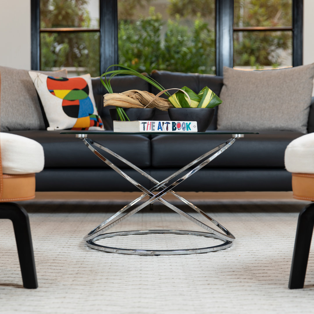 Dimitri Galaxy Tempered Glass Round Coffee Table Etta Avenue™ Table Base 