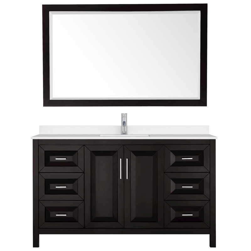 Daria 60'' W Single Vanity, Matte Black, Gray, White Quartz
