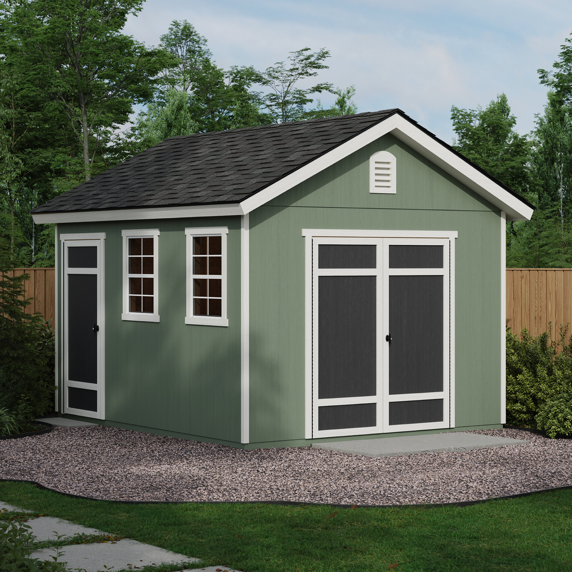 Handy Home Fairfax Wood Shed (Various Sizes) Handy Home Size: 12' L x 10' W, image size:2000x2000