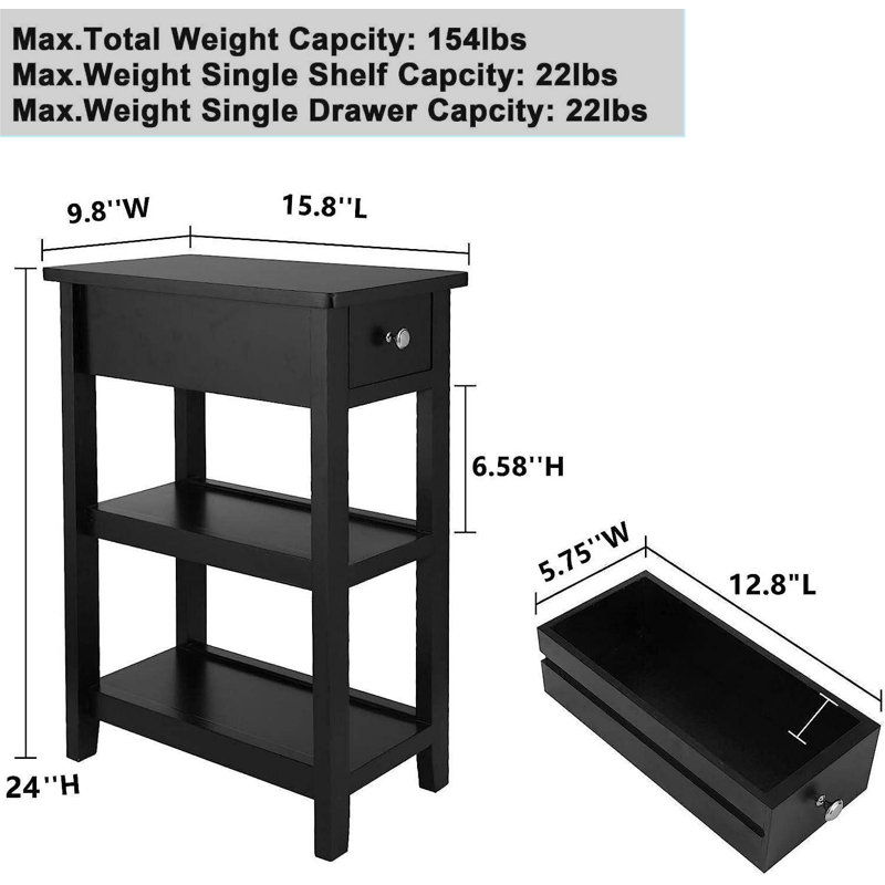 Lakshman End Table with Storage, Black