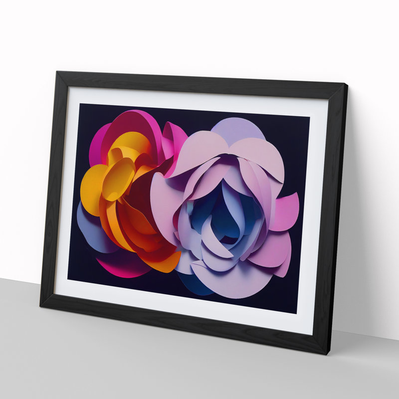 XH1022-8645X Superb Modern Flowers Abstract - Single Picture Frame Painting, 46cm H x 64cm W x 2cm D, Black
