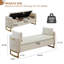 Banc de rangement moderne en velours l 66 po avec pieds dorés, accoudoirs et 2 coussins Lunara-343922331-357990912
