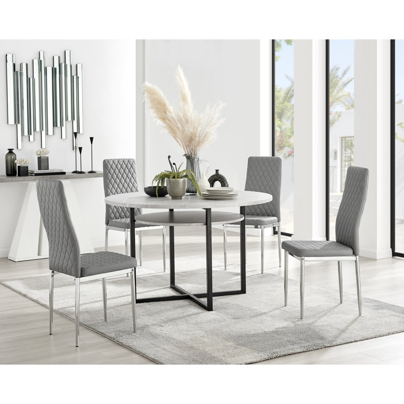 Adler 4 -Person Dining Set, Grey/Silver