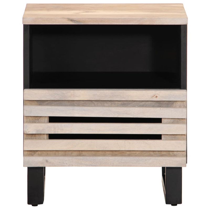 40cm W Steel Bedside Table, Natural