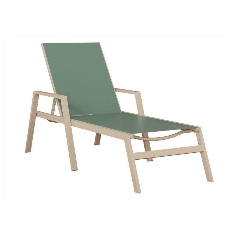Colella Luna Multi Aluminum Chaise Lounge With Sage Blue Sling Fabric, Luna Multi, Green
