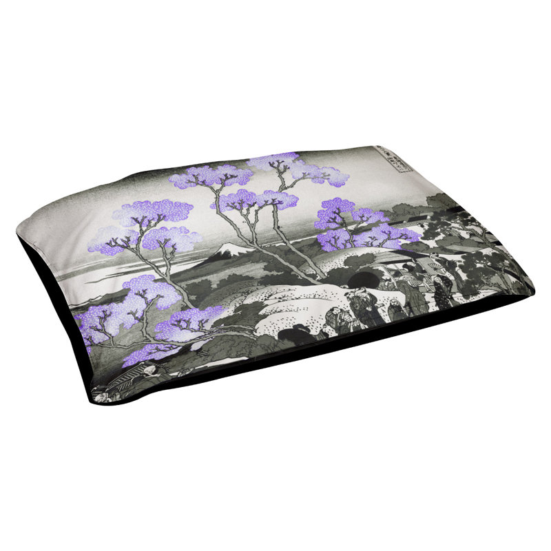 Coussin stylisé mountain fuji through the cerise Burkart, L 32,5 po x l 42,5 po, Mauve / Noir