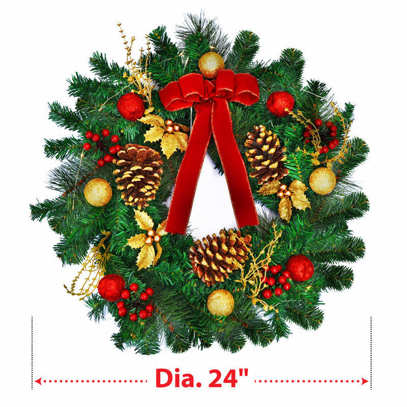 Couronne de noël artificielle 24" en plastique