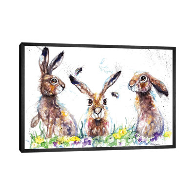 Hares And Bees by BebesArts - Painting on Canvas