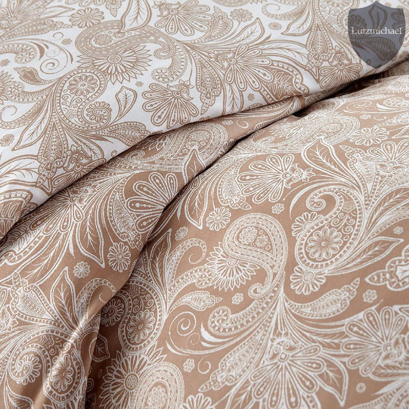 Southshore Fine Linens Perfect Paisley Reversible Comforter Set, Double-Brushed Microfiber 240 GSM Down Alternative Comforter with 2 Pillow Shams, Full/Queen, Paisley Taupe