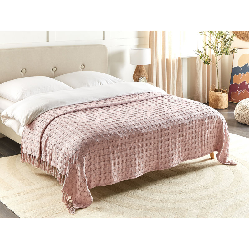 BERE Cotton No Pattern Bedspread, Pink