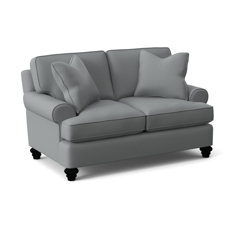 Lowell Upholstered 60'' Loveseat, Black Finish, Light Blue Performance Fabric; 0851-55