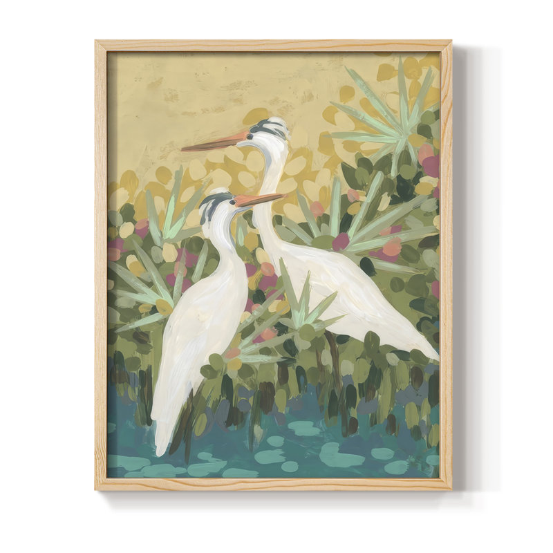 Reproduction encadrée Heron Lagoon II - bois massif, Naturel, H 11 po x l 9 po