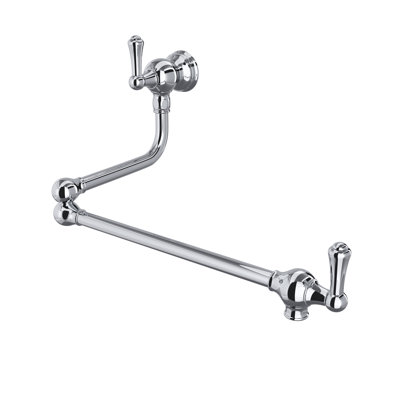 Edwardian Wall Mount Swing Arm Pot Filler with Elegant Metal Lever Handles
