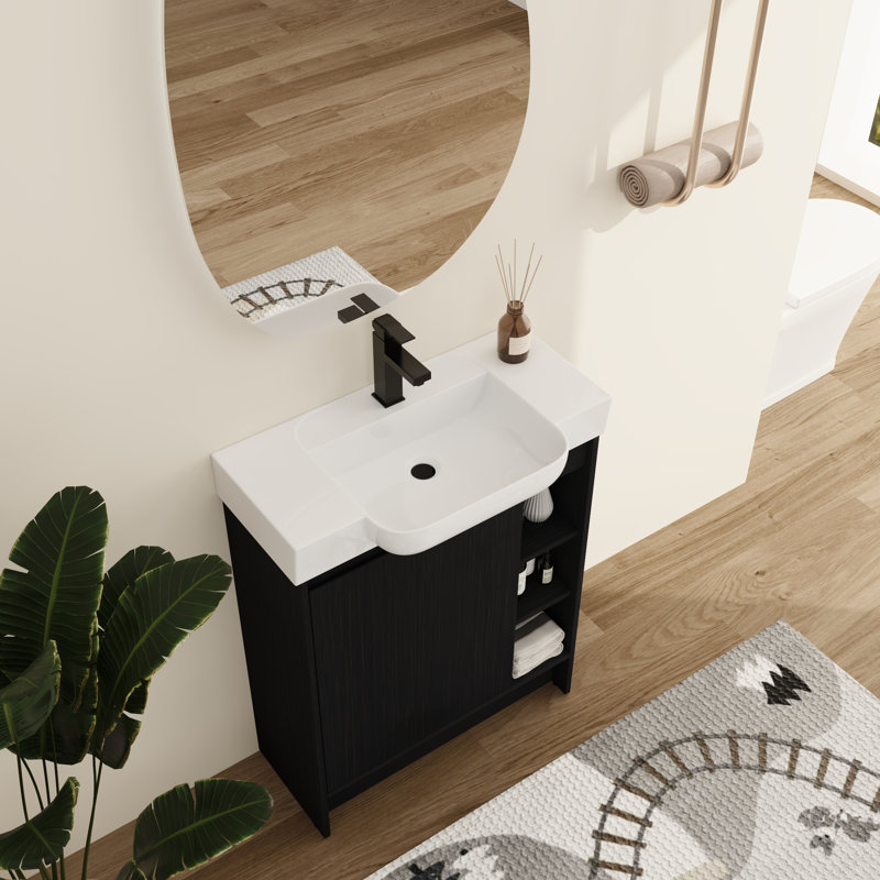 Larnby 28'' Freestanding Single Bathroom Vanity With Ceramic Vanity Top, 28''Single Bathroom Vanity Set With Ceramic sink
