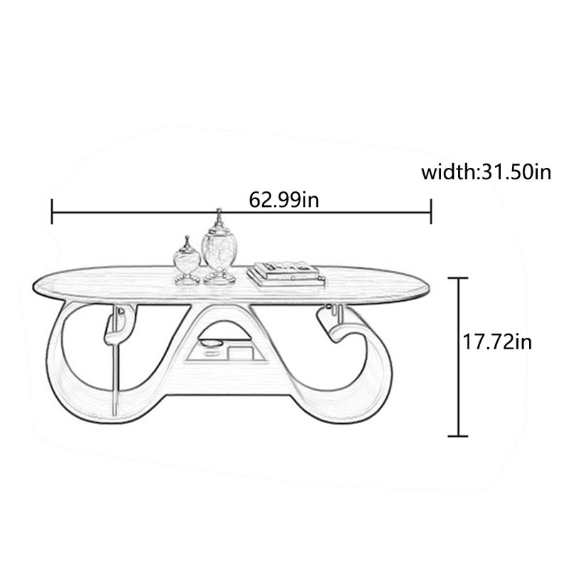 Table basse créative haut de gamme en bois massif, H 17,72 po x l 62,99 po x P 31,5 po