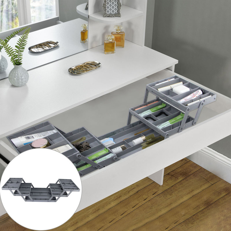 Foldable Jewellery Storage Box Multi Compartments 2/3 Tiers with Adjustable Dividers Tool Stationery