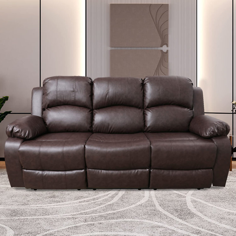 Canapé 3 places en PU et PVC, Brun