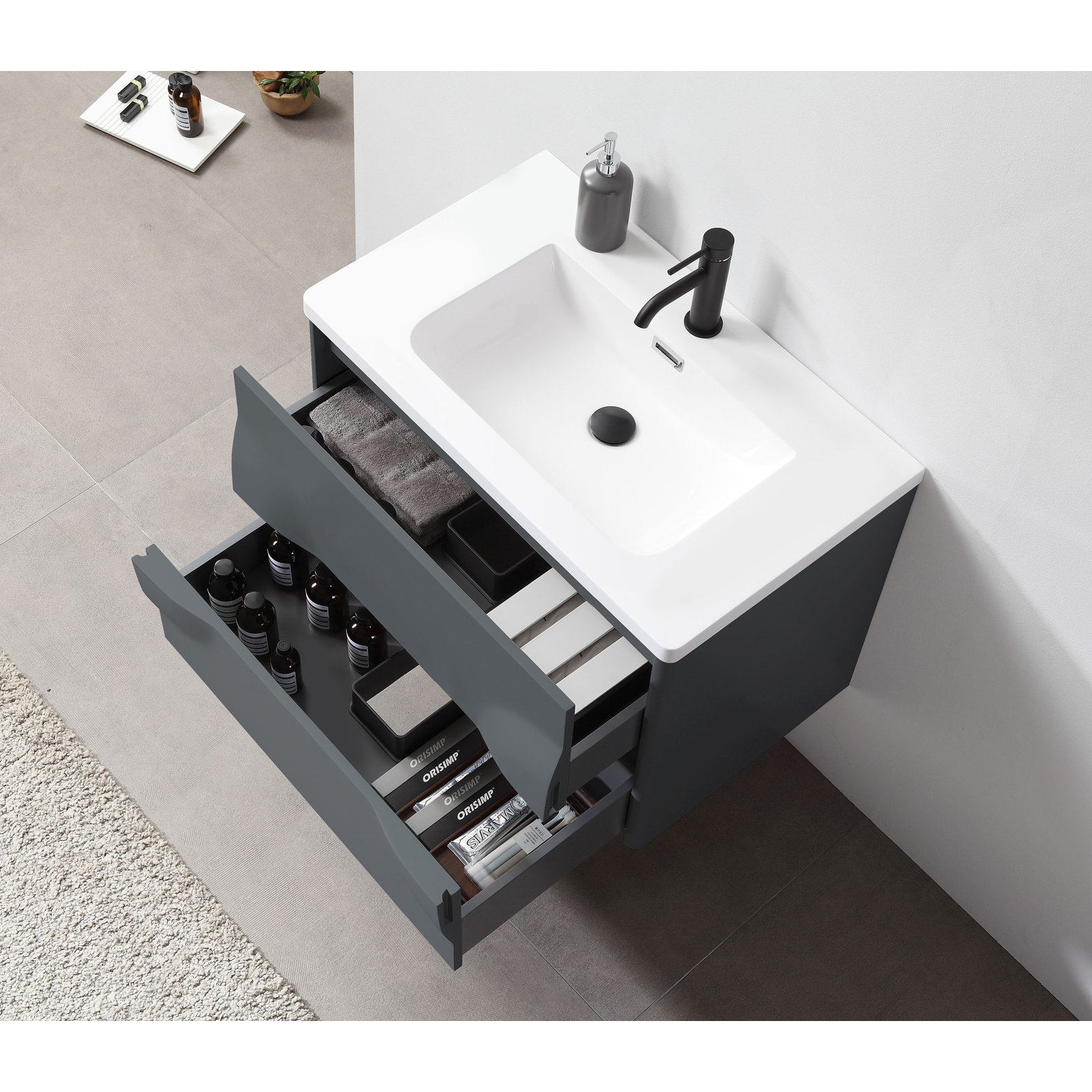 Armande 30" Cedar Single Bathroom Vanity, Dark Gray
