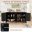 Buffet 58 po en bois arqué, buffet Buffet avec 4 portes et tablettes réglables, rangement spacieux, armoire de rangement pour le bar et le café dans la cuisine et le salon-375598179