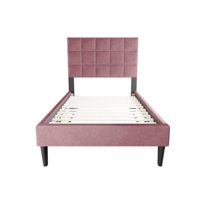 Lit simple avec capitonnage biscuit - mélange de lin et réglable pour une chambre à coucher élégante dans un meilleur sommeil