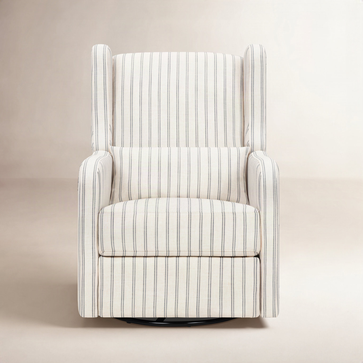 Arlo Linen Swivel Glider, Performance Charcoal Double Stripe Linen