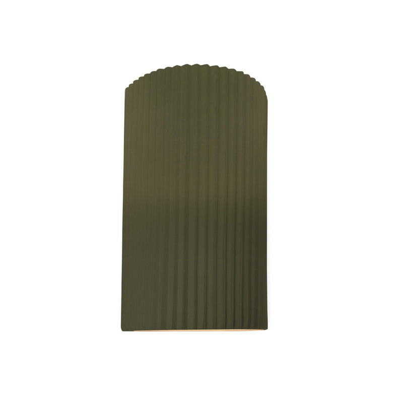 Applique murale en céramique Beda, H 12,5 po x l 7,75 po x P 4 po, Vert mat