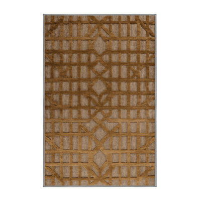 Machine Washable Trellis Brown Area Rug
