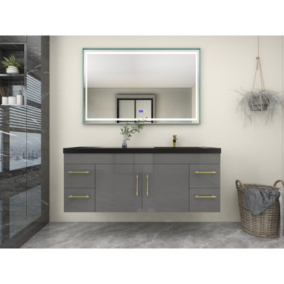 Campfort 60" Wall-Mounted Right Single Sink Bathroom Vanity Set