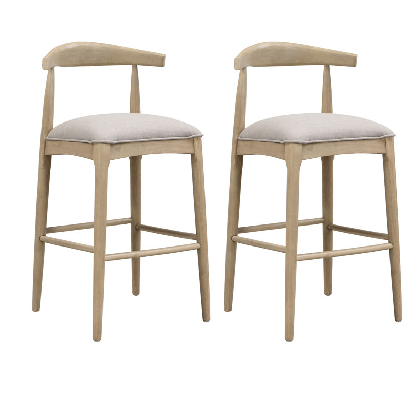 Tabouret de bar en tissu galet (ensemble de 2), Siège gris / structure en bois, Tabouret de bar (hauteur du siège de 30,5 po)