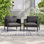 Ensemble de 2 fauteuils club d'extérieur, aluminium noir