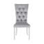 Ensemble de 2 chaises d'appoint rembourrées en velours, gris et chrome