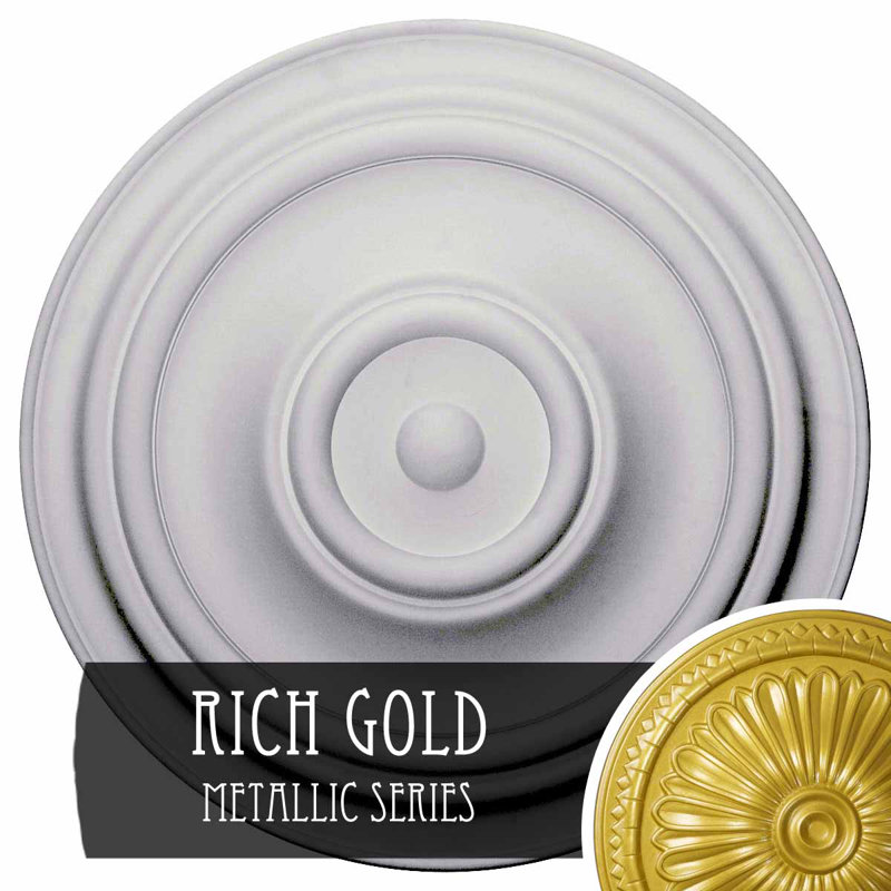Médaillon de plafond traditionnel de 31 1/2 po x P 2 1/2 po (convient aux auvents jusqu'à 8 1/4 po), Doré intense