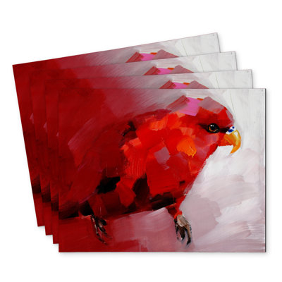 Abstract Red Parrot Polyester Roksanda Set of 4 - Home Decor
